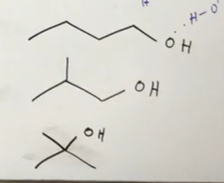 <p>Solubility of these three alcohols</p>
