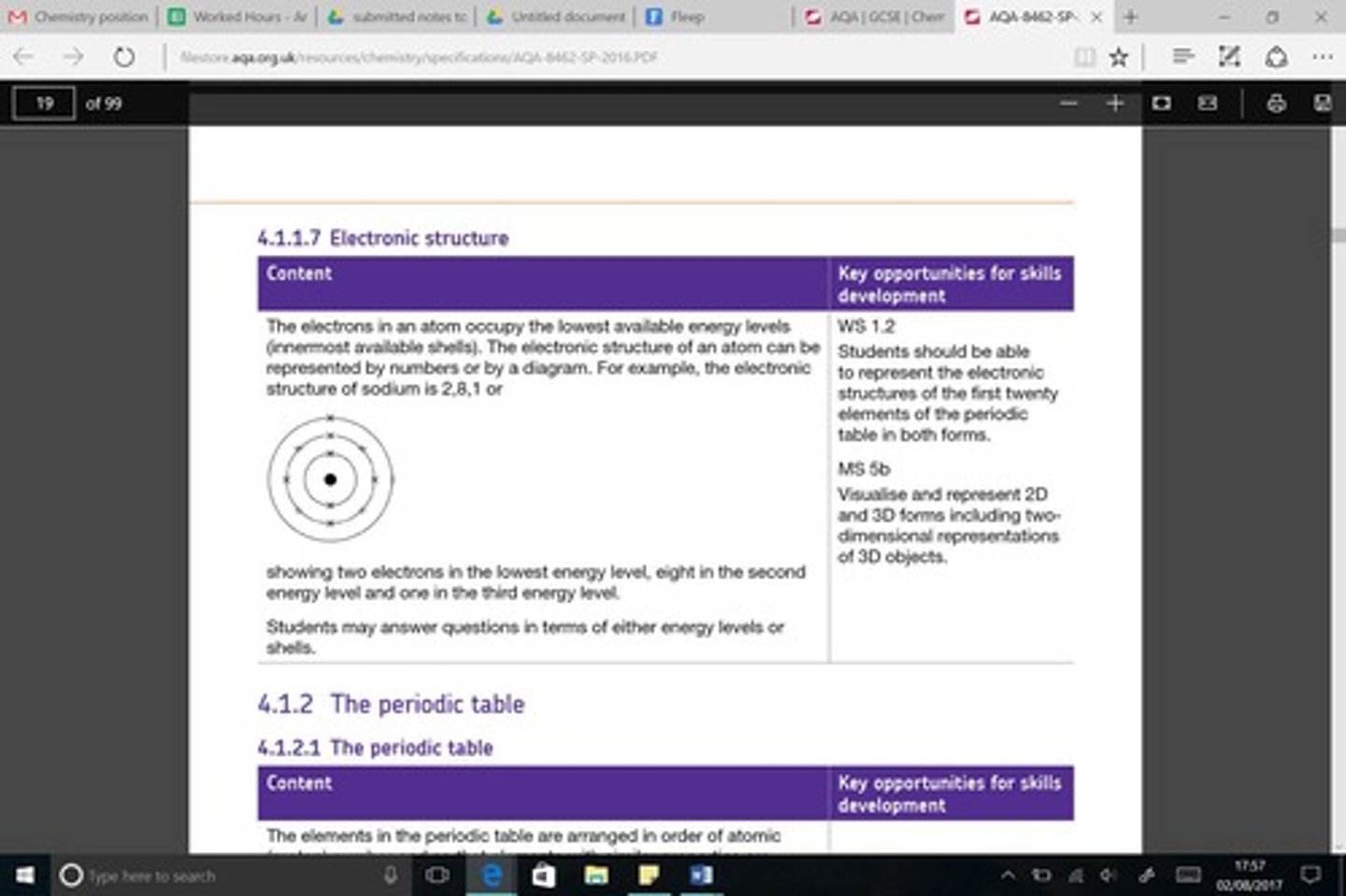 <p>Tells you how many electrons are in each shell.</p>