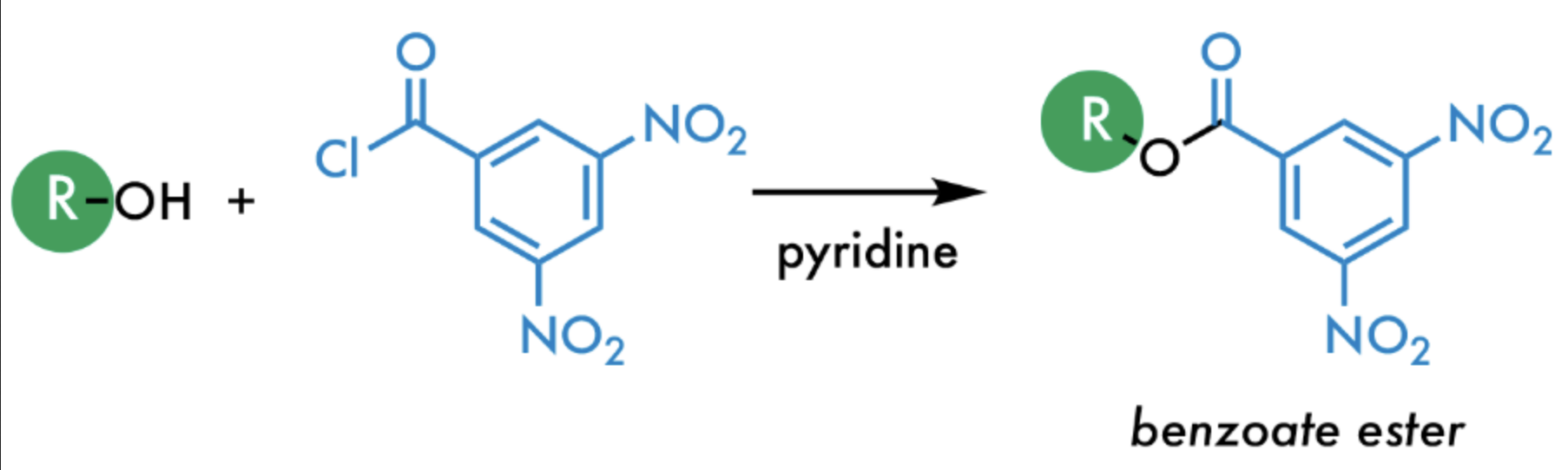 <ul><li><p>Alcohol derivative</p></li><li><p><u>Pyridine: Acts as Solvent AND Base</u></p></li></ul><p></p>