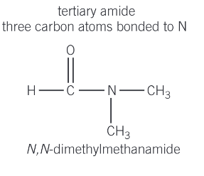 <p>three carbon atoms bonded to N</p>