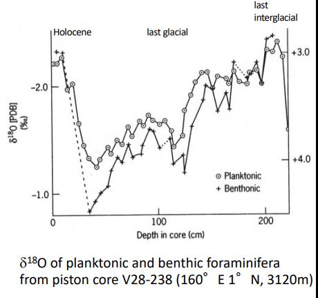 <ul><li><p>Organisms ppted CaCO<sub>3</sub> in isotopic equilibrium with dissolved CO<sub>3</sub><sup>2-</sup></p></li><li><p>The <sup>18</sup>O of the original water is known</p></li><li><p>The <sup>18</sup>O of the shell has remained unchanged</p></li></ul><p></p>