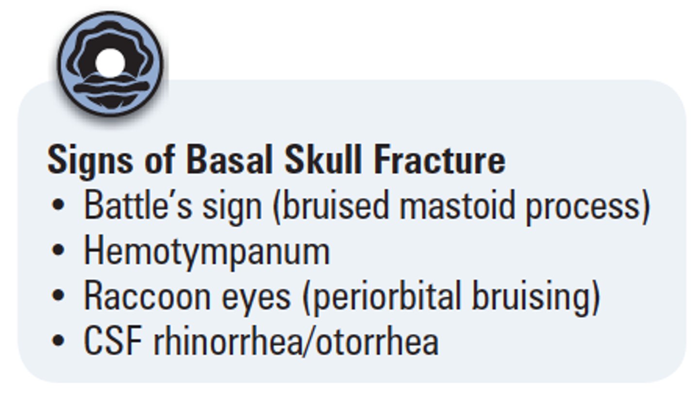 <p>Basal skull fracture</p>