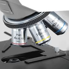 <p>Lenses on a microscope used to magnify the specimen, typically ranging from low to high power. </p>