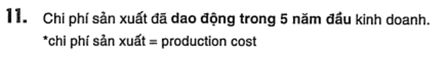<p>production costs fluctuated over the first 5-year period of business.</p>