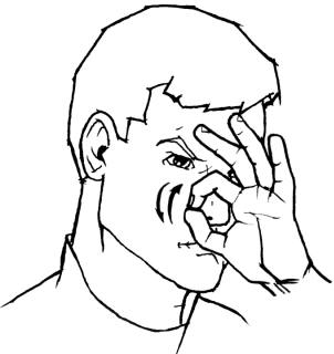 <p>twist hand twice</p>