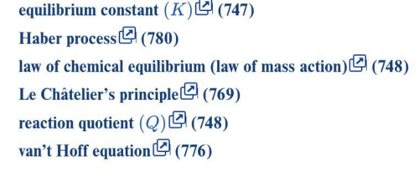 <p>A numerical value that expresses the ratio of the concentrations of products to reactants at equilibrium for a reversible chemical reaction at a given temperature.</p>