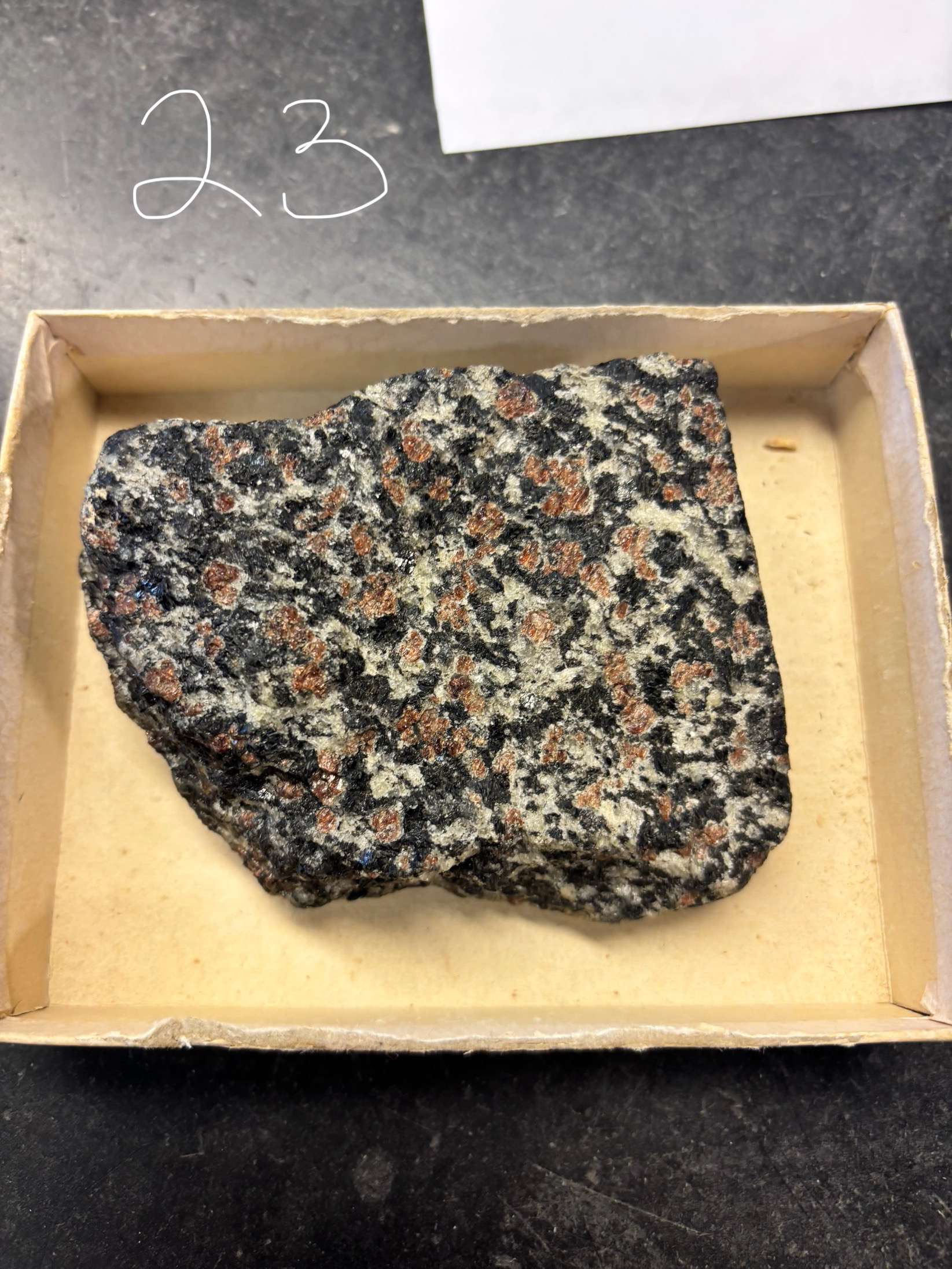 <p>Minerals Present ?</p><p>Overall texture ?</p><p>Rock Name ?</p>