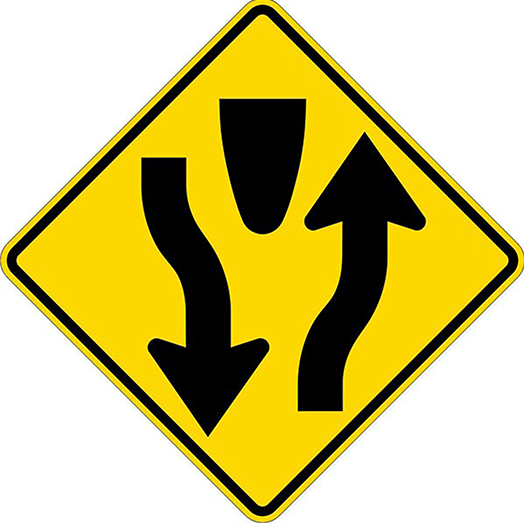 <p>What Does This Sign Mean?: Divided Highway Begins or Ends</p>