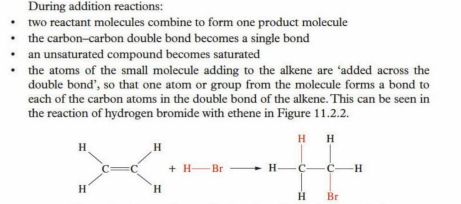 <p>Addition reactions</p><p>(like how a monomer takes on additional bonds)</p><p>Makes no byproduct (everything is contained within the molecule) - no inorganic molecule formed</p>