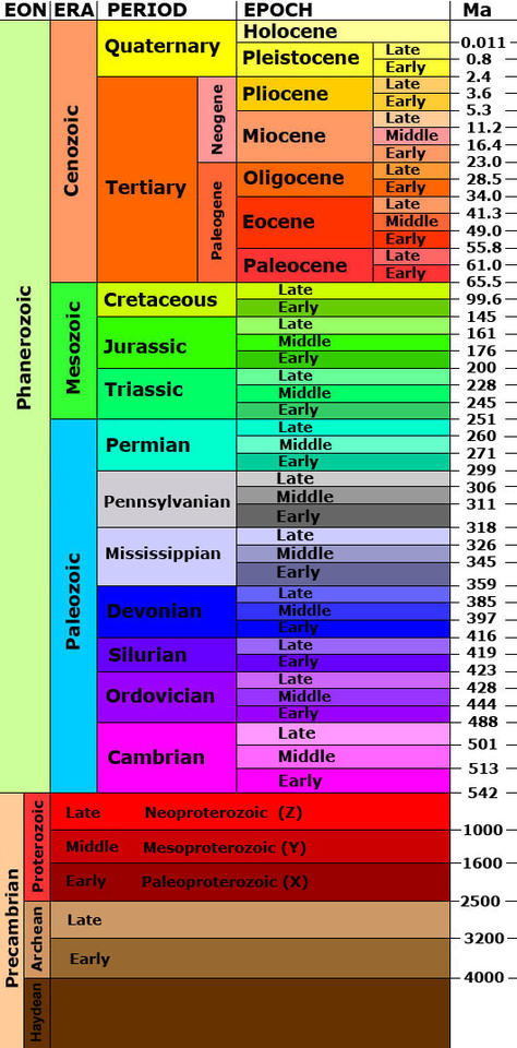 <p>international system classifying earth’s 4.6 billion year history into hierarchial framework of units (eons, eras, periods, epochs, ages)</p><p>based on relative placement of rock layers and biostratigraphy</p>