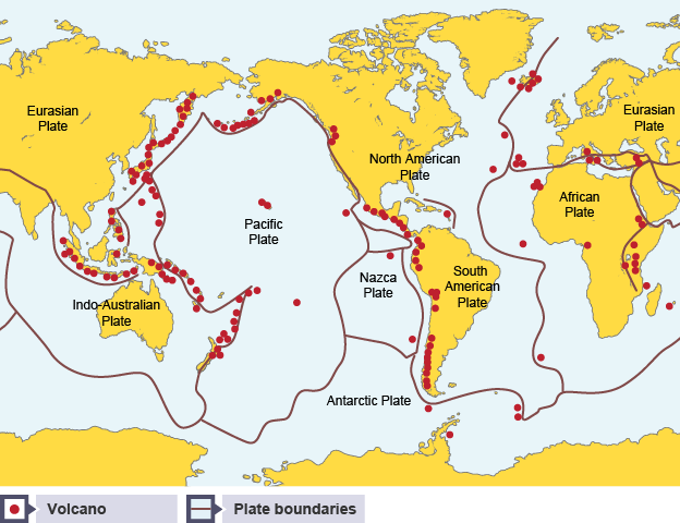 <p>Mostly found on plate boundaries and on the coast of countries. Most volcanoes found in pacific ring of fire.</p>