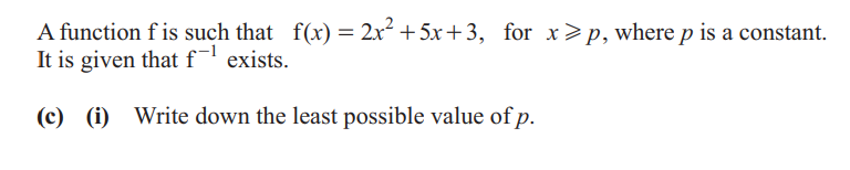 <p>If it has an inverse it is a one-one function <br></p>
