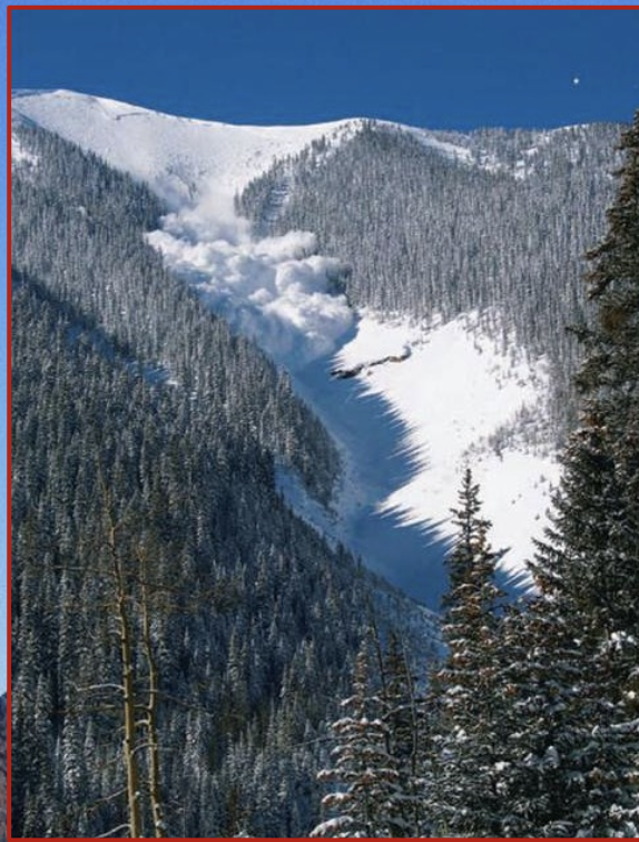 
1. An avalanche travelling as a coherent block
2. An avalanche that becomes wider as it travels downslope 

\
It is estimated that over 99% of avalanches are not seen by anyone 

\
It is likely that over 1 million avalanches large enough to kill a person occur annually in Western Canada alone.