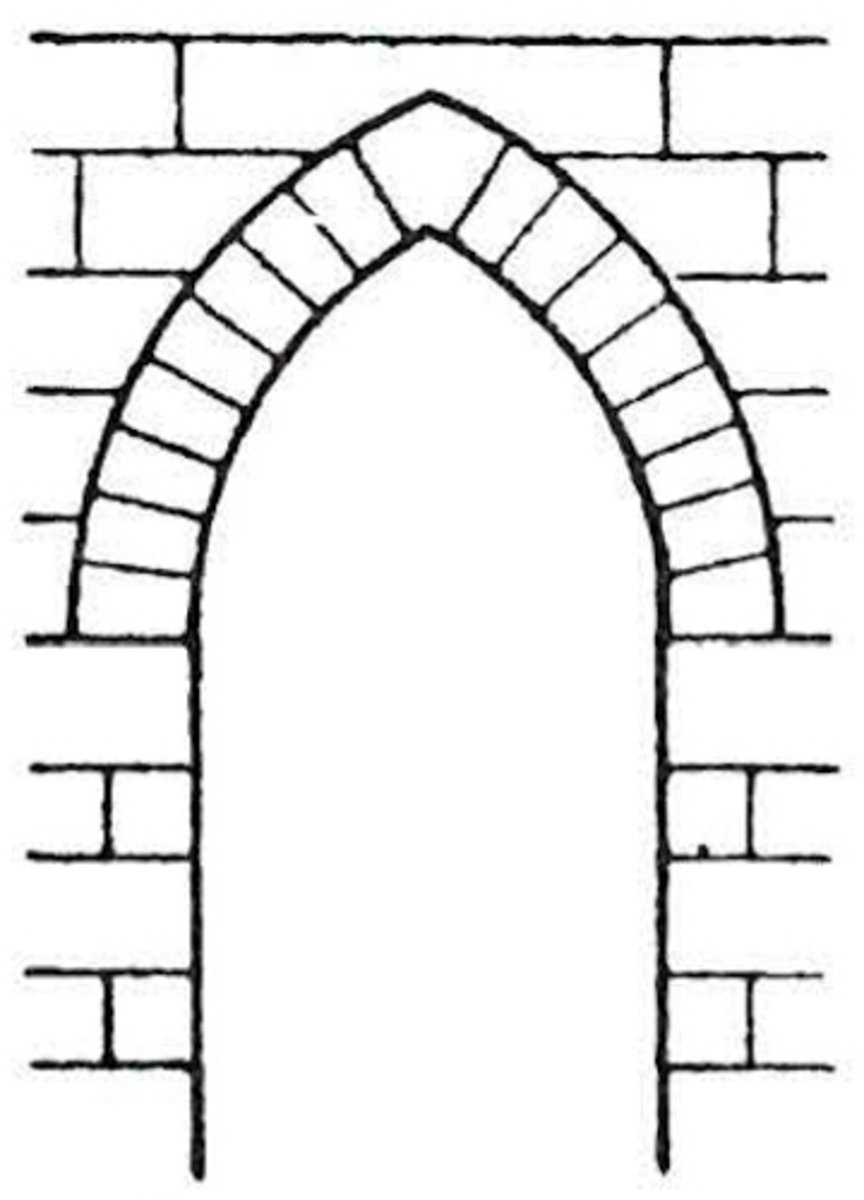 <p>arc à deux branches concaves qui se rejoignent en pointe (pointe de l'arc)</p>