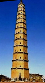 <p>Located in <strong>Fenyang, Shanxi Province. </strong></p><p>It was built at the end of the <strong>Ming Dynasty</strong> in the middle of the 17th century. </p><p>The structure is 84.93 meters tall and has <strong>13 floors.</strong></p><p>After a <strong>magnitude 6 earthquake in 1932</strong>, the pagoda began to tilt towards the east and, further owing to the collapsible nature of the yellow earth, the structure now leans eastward <strong>1.82 meters.</strong></p><p></p>