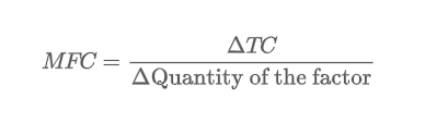 <p><span>The additional cost incurred by employing an additional factor unit.</span></p><p></p>