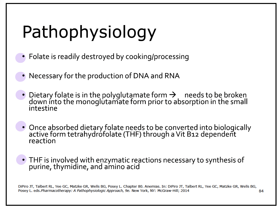 <p>Folic Acid is essential for DNA synthesis and red blood cell formation. A deficiency can lead to _____ characterized by the presence of large, immature red blood cells.</p>
