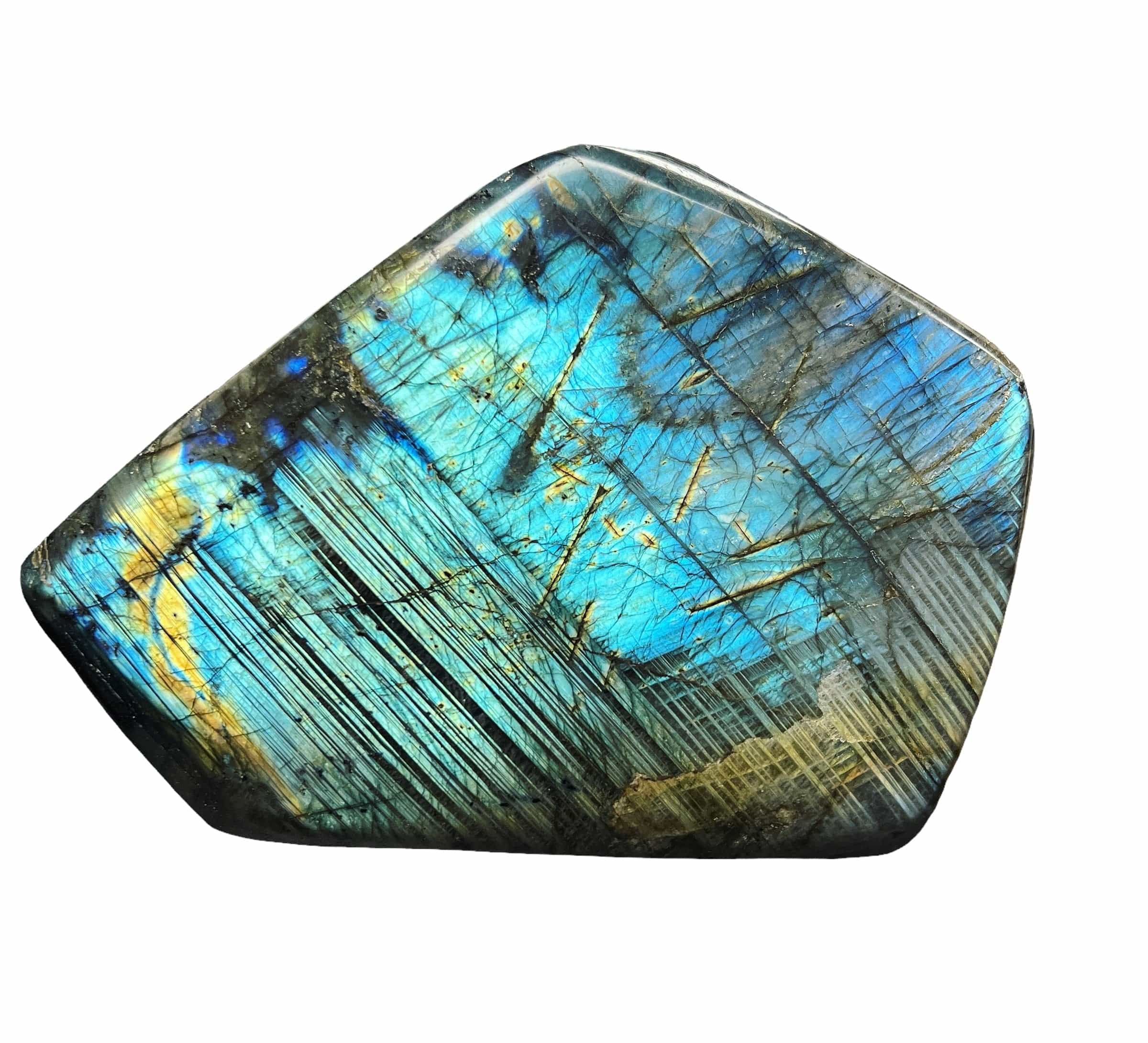 <p>The color effect in labradorite caused by exsolution lamellae acting as diffraction gratings.</p>