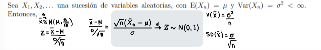 <p>La función de distribución de la suma de n variables aleatorias, se aproxima bien a la de una distribución normal.</p>