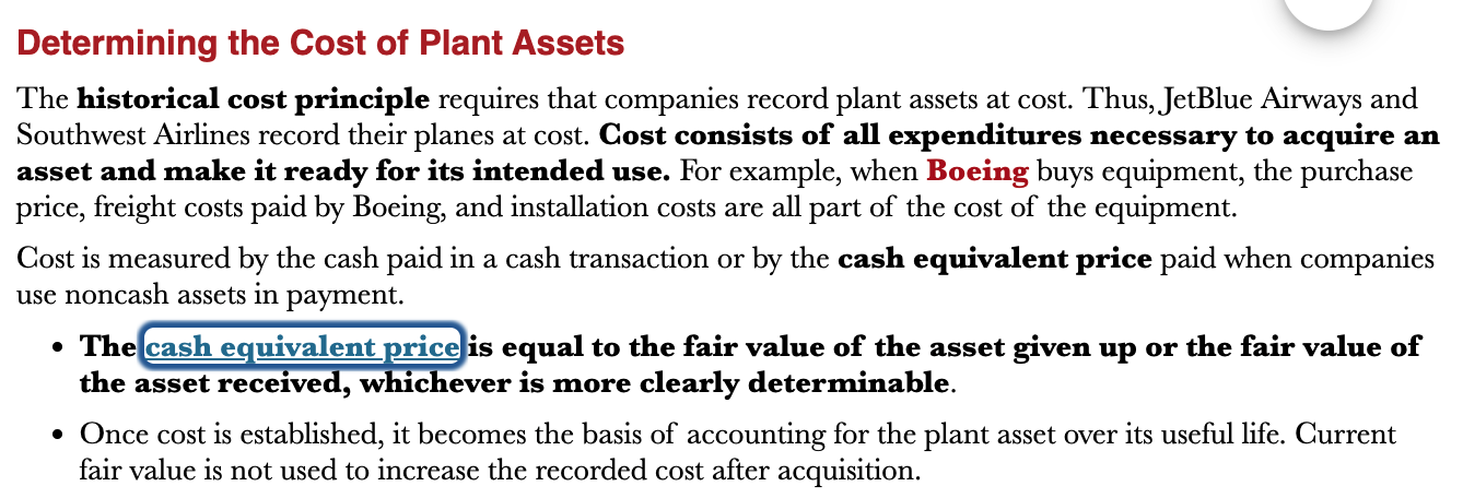 <p>Another way to record cost of a plant asset. It’s an amount equal to the fair value of the asset given up or the fair value of the asset received, whichever is more clearly determinable.</p>