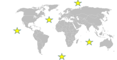 <p>Which is a shared characteristic of all the locations marked by stars on the map?</p>