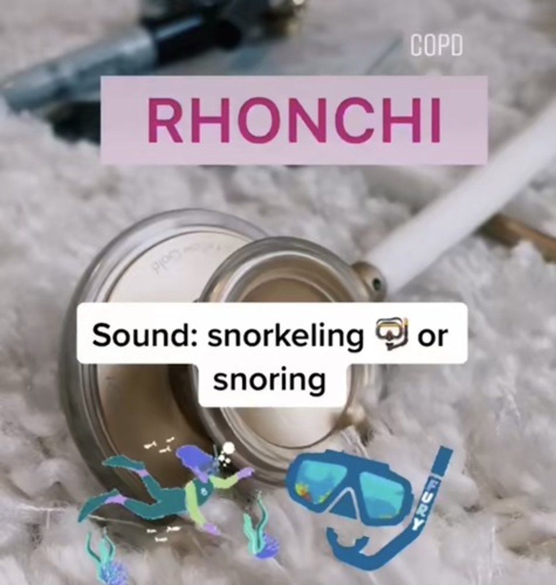 <p>COPD, pneumonia, bronchitis (secretions trap air)</p>