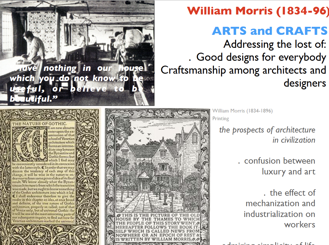 <p>William Morris -Turning designs into patterns in order to be reproduced</p>