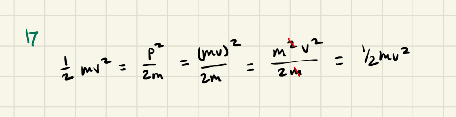 Derivation for kinetic energy linear operator where p=mv