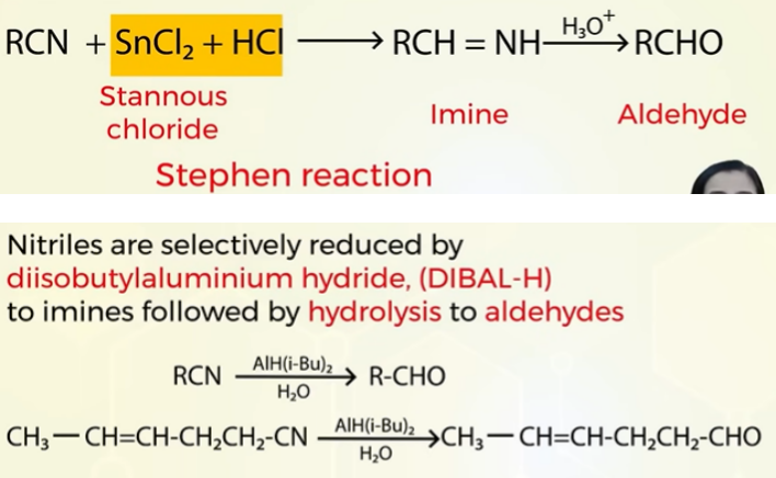 <p>instead of SnCl<sub>2</sub> we can also use DIBAL-H( diisobyutylaluminium) for reduction </p>