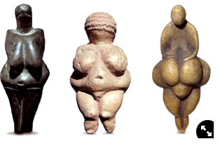 <ul><li><p><strong>35,000 years ago</strong></p></li><li><p>can interpret them e.g. fertility symbols</p></li><li><p>had the time to make these→ shows conciousness</p></li></ul>