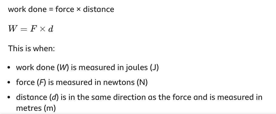 <p>force/distance = work done</p>