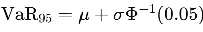 <p>Excel: <code>=mu + NORM.S.INV(0.05)*sigma</code></p>