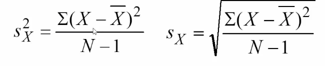 * To get unbiased estimate of population variability, use: 

\
* N-1 = degrees of freedom
* For N=20 samples, only 19 of the samples are free to vary from the population mean