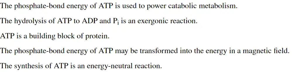 <p>Which is true for ATP?</p>