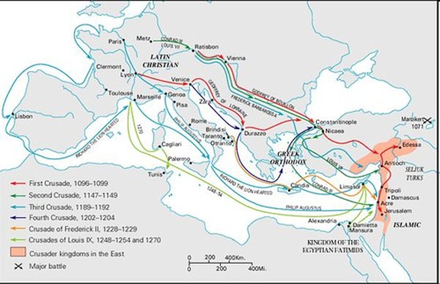 <p>Holy wars waged by the pope against Muslims to reclaim Jerusalem, resulting in millions of deaths.</p>