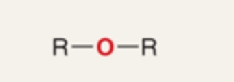 <p>Compound with two carbon groups connected by an oxygen (R–O–R).</p>