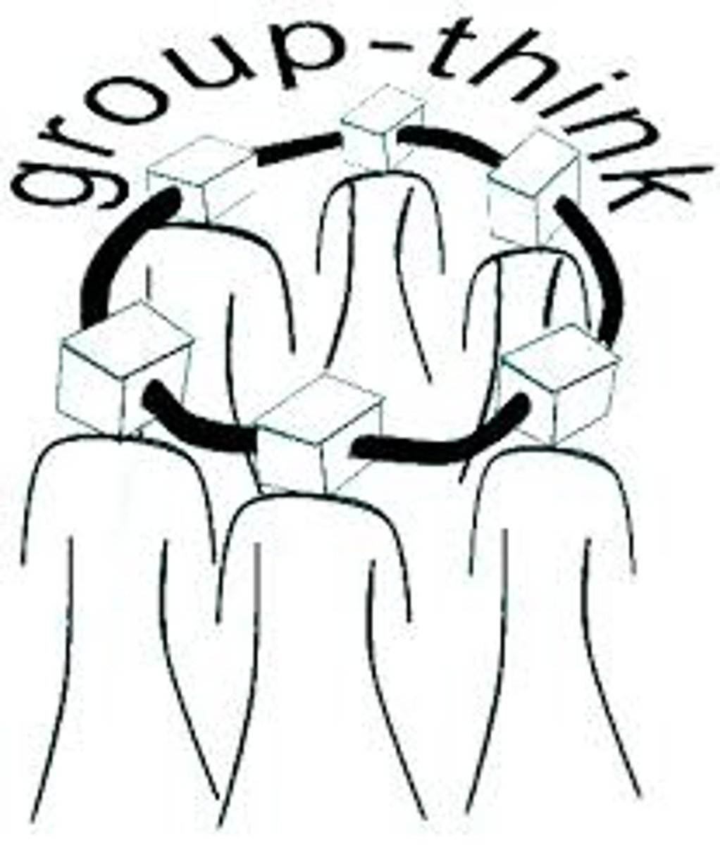 <p>the mode of thinking that occurs when the desire for harmony in a decision-making group overrides a realistic appraisal of alternatives.</p>