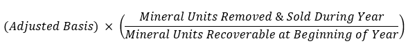 <p>where,</p><p></p><p>Adjusted Basis - Cost Basis <span>± Adjustments - Cumulative Depletion</span></p>