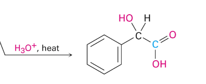 <p>Hot acid catalysis: nucleophilic addition of HCN (cyanohydride formation) </p>