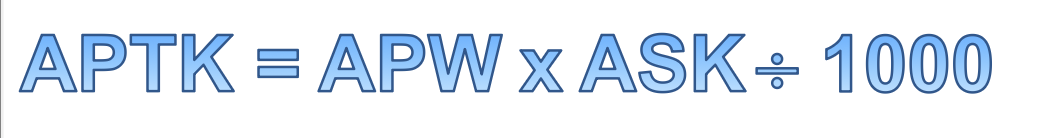<p>the product of the average passenger weight and the available seat kilometre. </p><p>! APW and APTK do not use the same metrics. APTK uses Tonnes and so the product should be converted to Tonnes. </p>