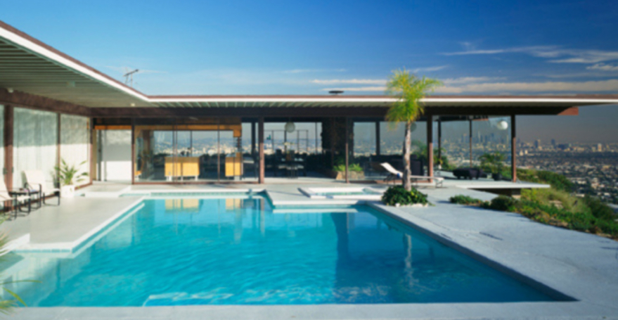 <p><span><span>Steel frame, glass walls, LA hillside view</span></span></p>