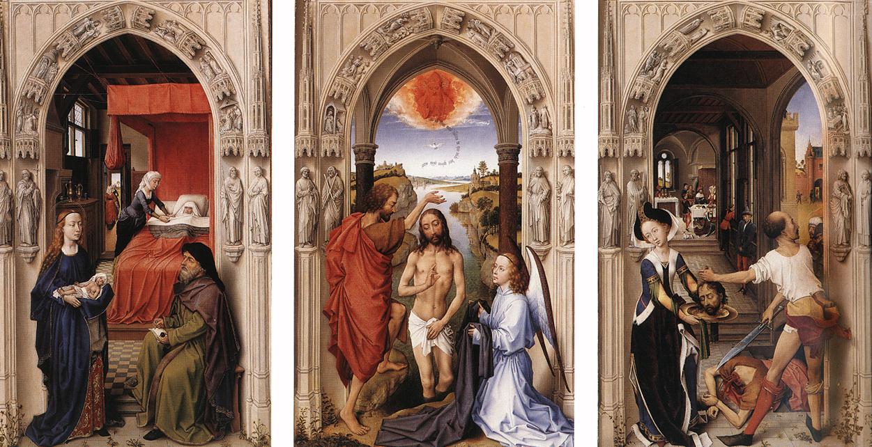 <p>This piece by Rogier Van der Weyden tells the story of which St.?</p>