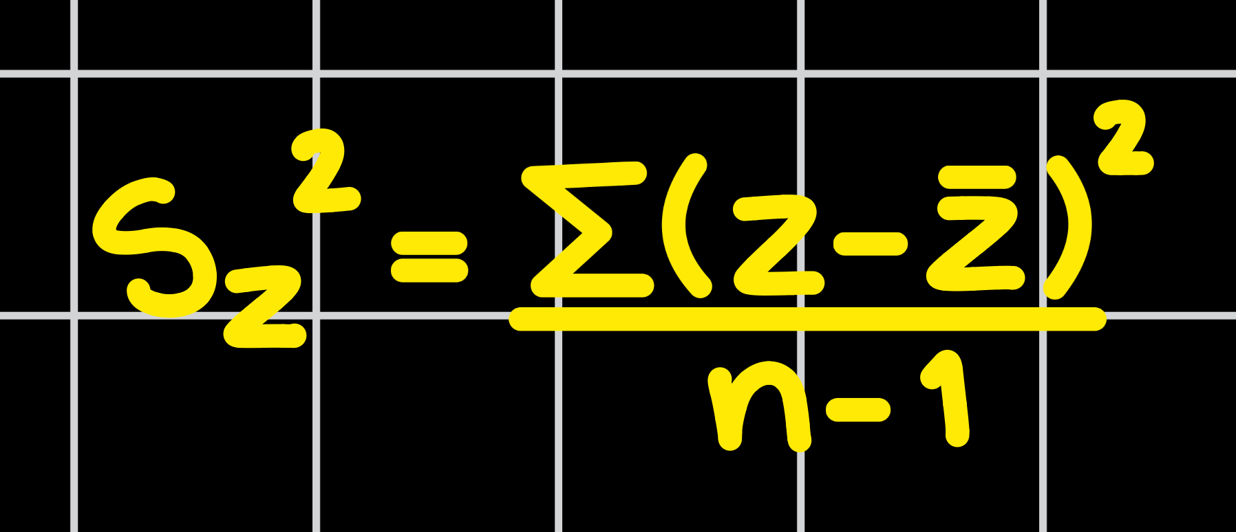 <ol><li><p>find your Squared Deviation (SS)</p></li><li><p>divide by n-1</p></li><li><p>YOU’LL ALWAYS GET THE ANSWER 1; z-Score properties state z-Score Variance will always equal 1 (S_z² = 1)</p></li></ol><p></p><p>NOTE: when you do anything with a z-Score, you’ll need to have already solved your OG Population and Sample Standard Deviation. You literally need that JUST to get your z-Score. Everything is new after that!</p>