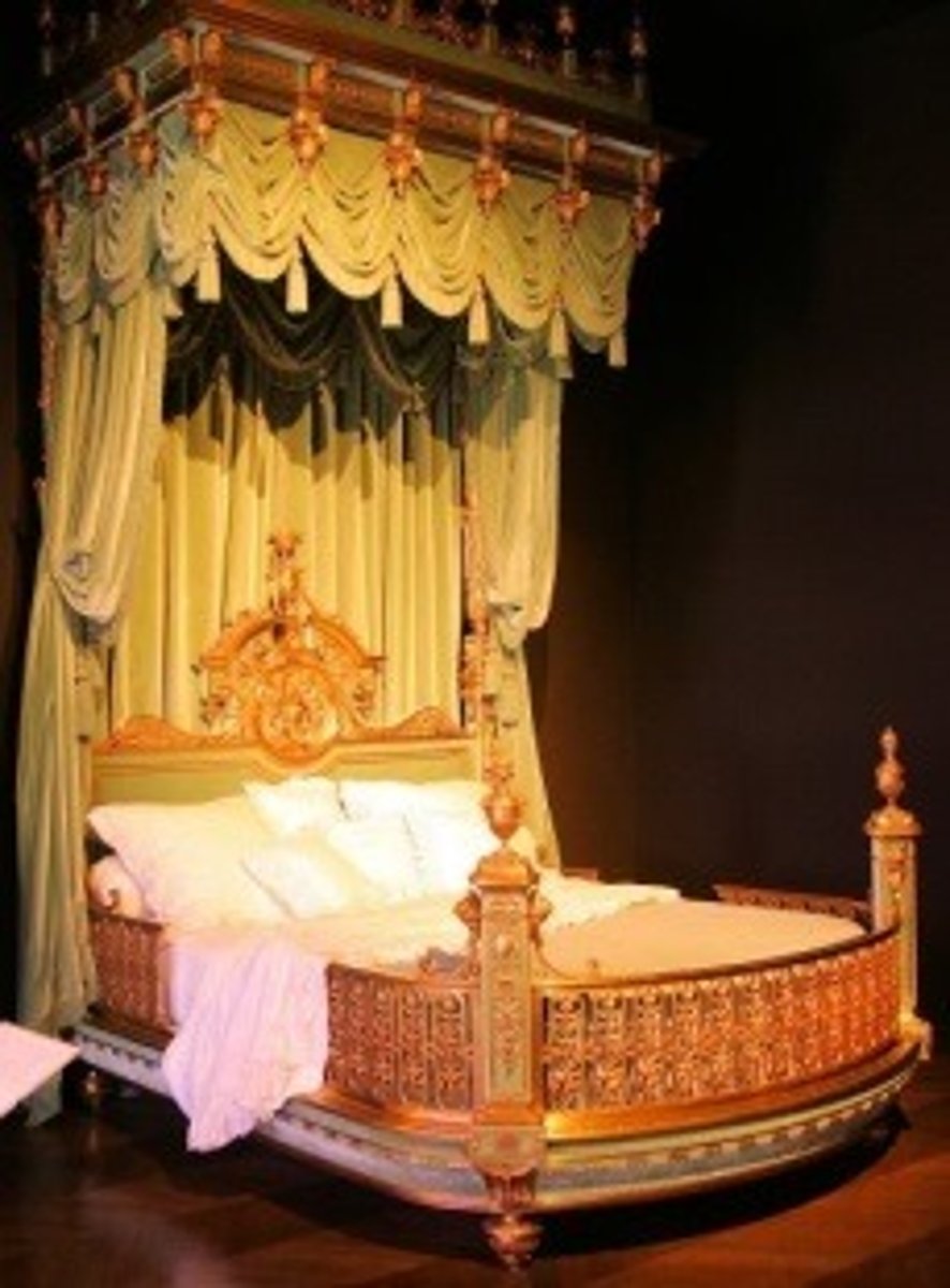 <p>French Baroque</p><p>Bed with tester but no post (Floats like an angel)</p>