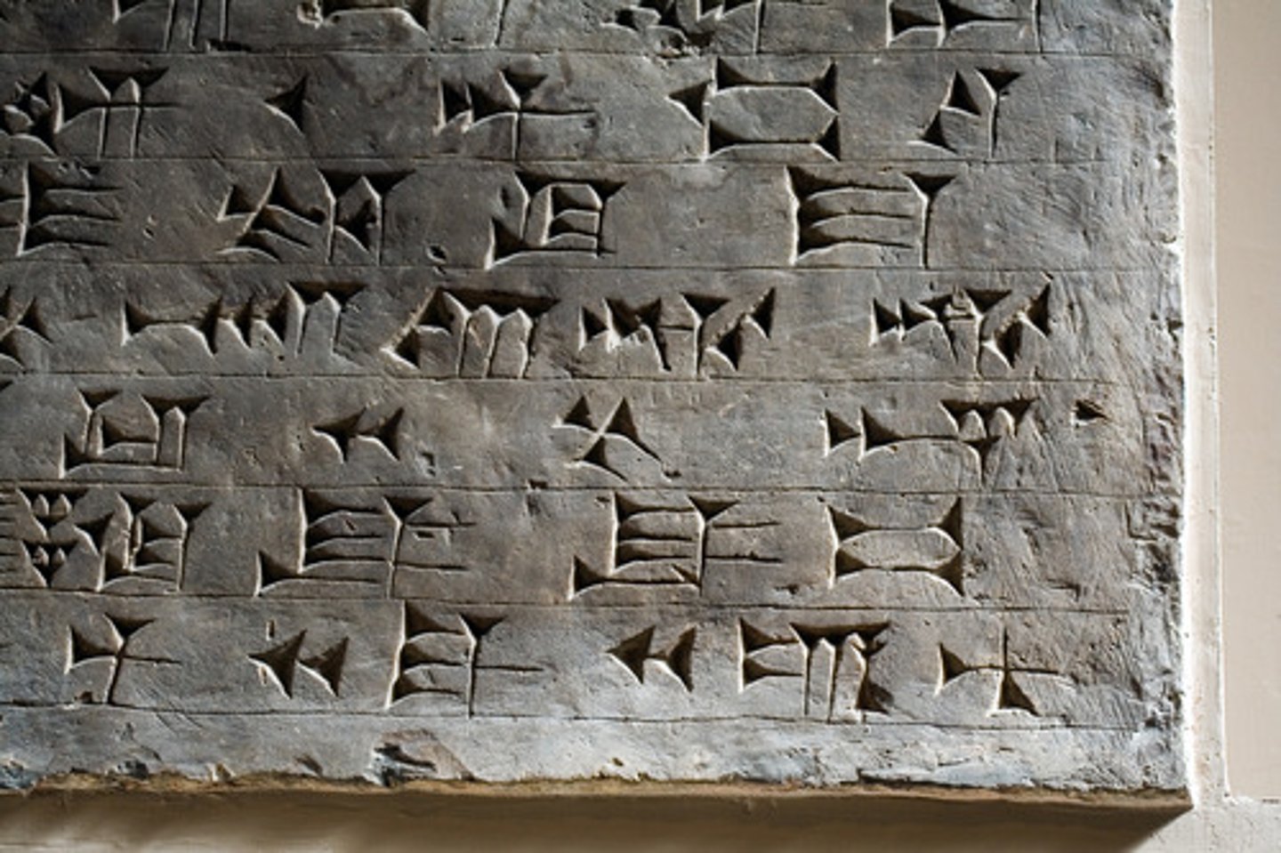 <p>a system of writing developed by the Sumerians that used wedge-shaped marks made in soft clay</p>