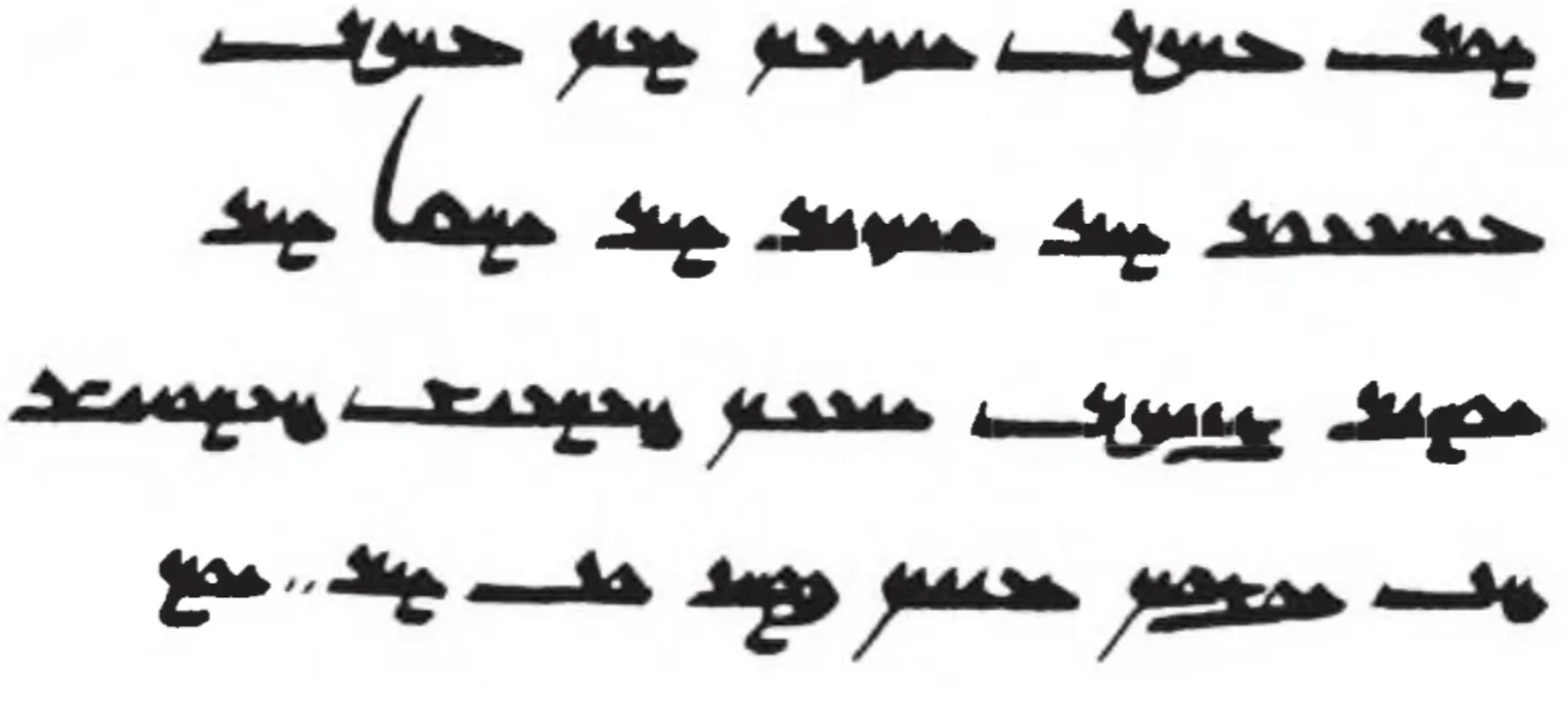 <p>based on Sogdian alphabet; read left ← right</p>