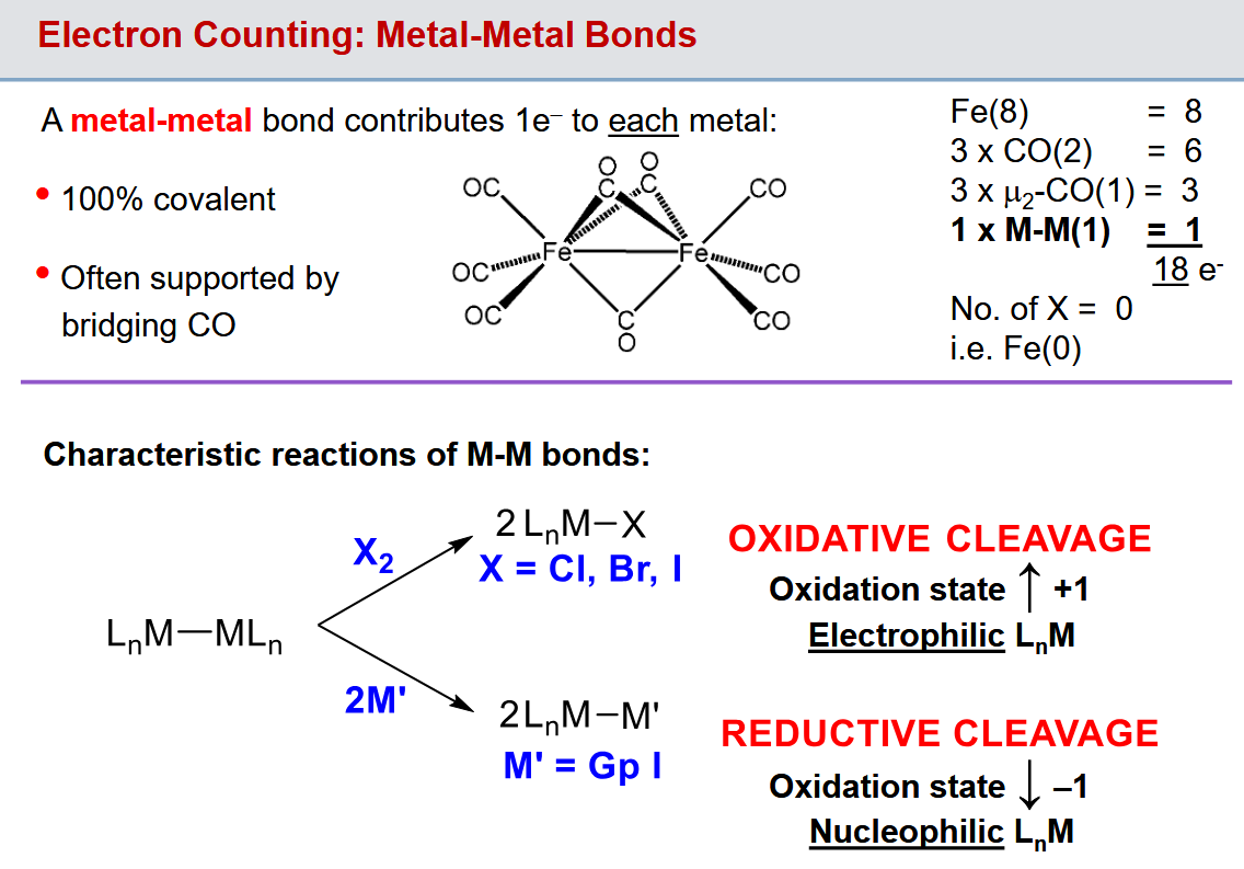 <p>1e- to each metal</p>