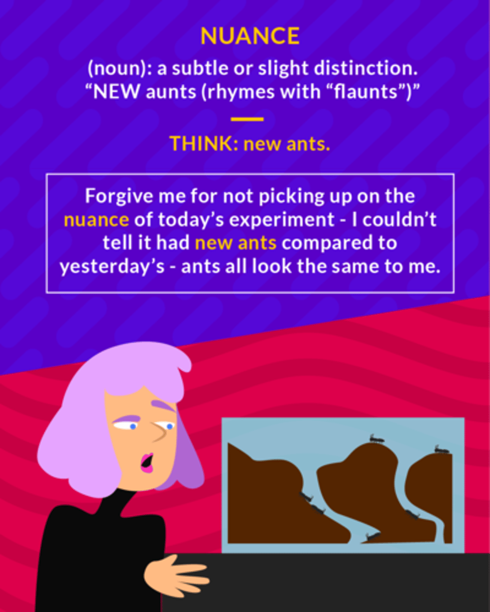 <p>(n.) a subtle or slight variation (as in color, meaning, quality), delicate gradation or shade of difference</p><p>(noun) a subtle or slight distinction</p>