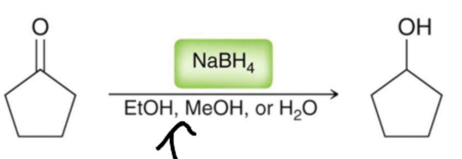 <p>Sodium Borohydride (NaBH<sub>4</sub>) in one step</p>