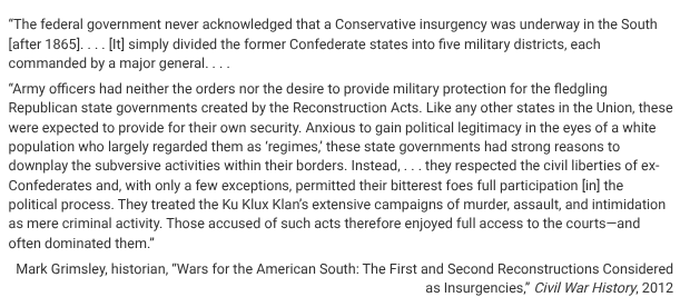 <p>Which of the following best represents a continuity with pre–Civil War Southern society suggested by the events in the excerpt?</p>